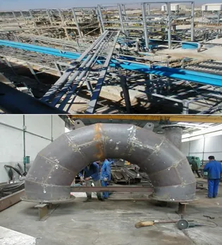 Détail des supports et lignes du pipe-rack de Khouribga
